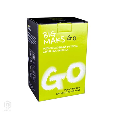 Купить Уголь для кальяна BigMaks Go 1кг 72шт 25мм за 26,99 в магазине Кальянная Республика