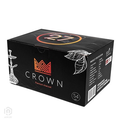 Купить Уголь для кальяна Crown 1кг 54шт 27мм за 26,49 в магазине Кальянная Республика