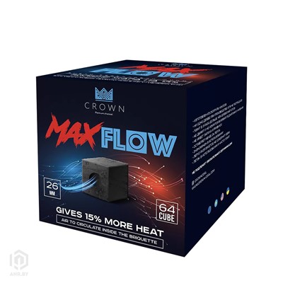 Купить Уголь для кальяна Crown MaxFlow 1кг 64шт 26мм за 26,49 в магазине Кальянная Республика